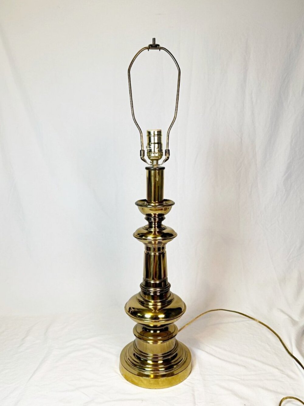 Vintage Stiffel Solid Brass Hollywood Regency 28.5" Candlestick Table Lamp